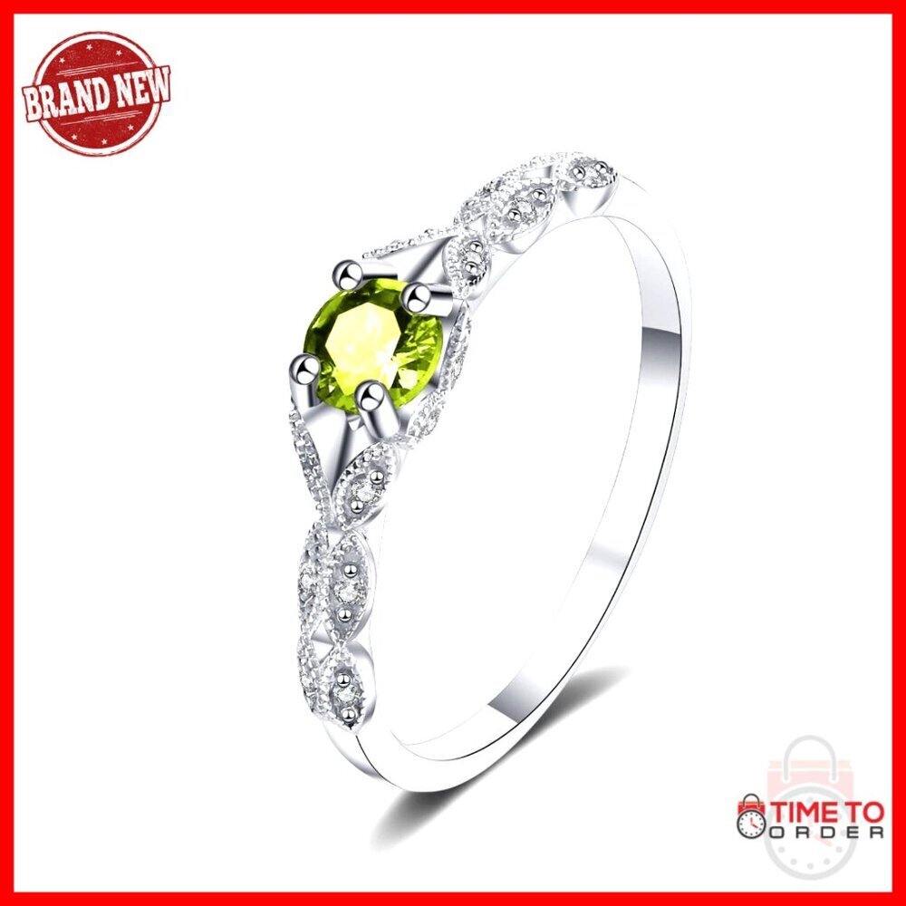 925 Sterling Silver Ring Size 9, Peridot Gemstone, Anniversary Gift